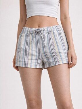 LOFT Striped Drawstring Shorts Pastel Multicolor Lightweight Summer Size M